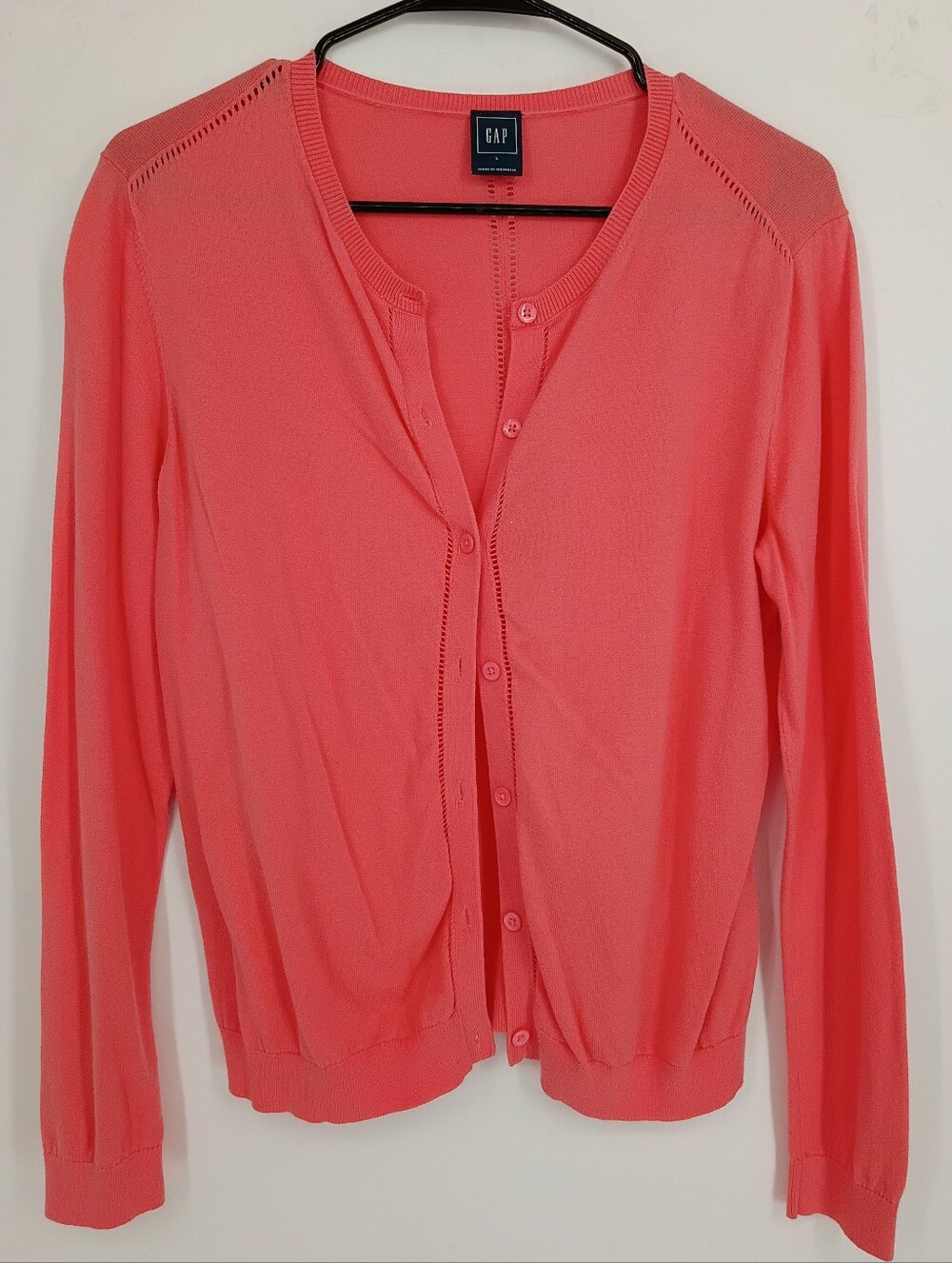 GAP Coral Pink Lightweight Button-Up Cardigan size Large